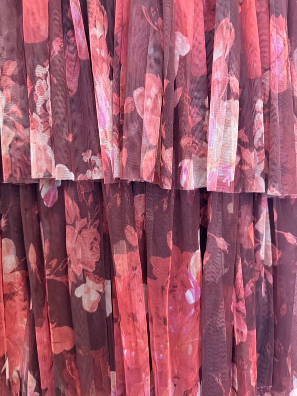 ASOS Lace & Beads Ruffle Shoulder Tiered Maxi Dress in Deep Rose US 8 - Picture 11 of 15